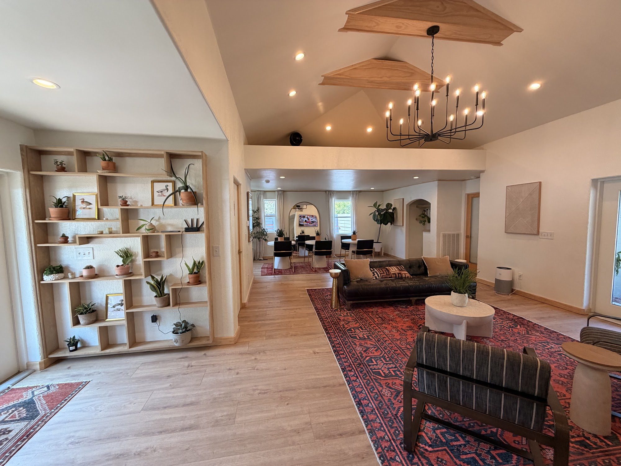 Interior lounge with vaulted ceilings